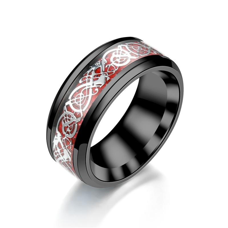 2022 Cincin Pria Bahan Stainless Steel Warna Silver Desain Tulisan Gaya Vintage Viking / Punk / Antik Untuk Hadiah