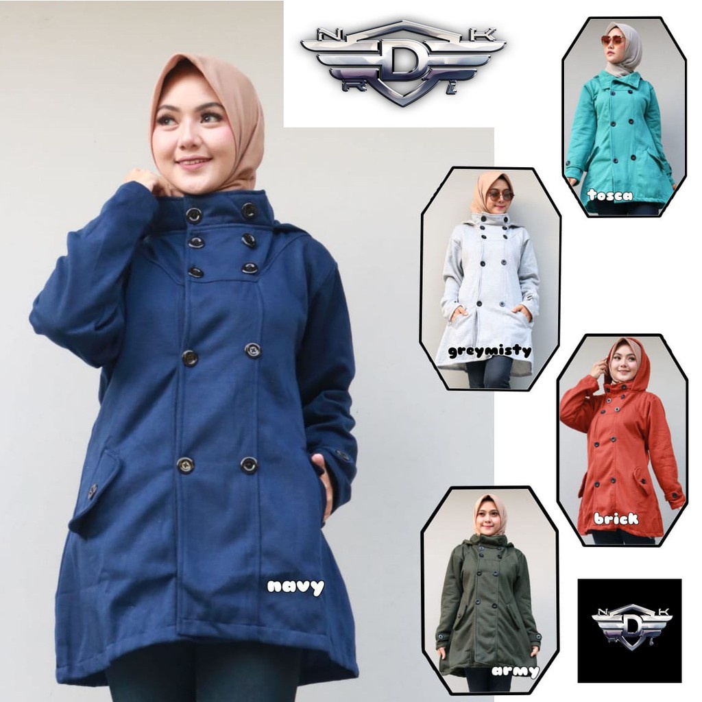 Terlaris COD JAKET HIJABER KOREA STYLE DISTRONKRI MANTEL MUSLMAH FASHION ATASAN WANITA OUTERWEAR TEBAL Elegan