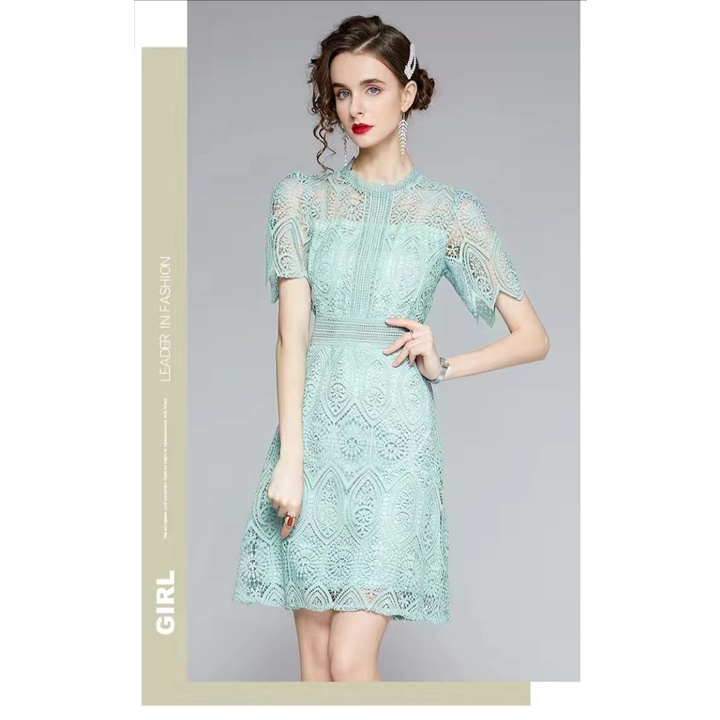 EJB- 8068 Dress Party Wanita Import/Gaun Pesta Brukat Pendek/Gaun Pesta Brukat Import/Dress Imlek Mo