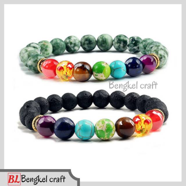 Gelang Yoga batu alam 7 chakra Crystal Healing Properties