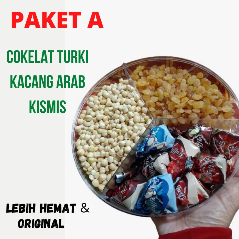 

PAKET HAMPERS MURAH 130 RIBUAN Kacang Arab Kismis Cokelat Turkey PAKET A