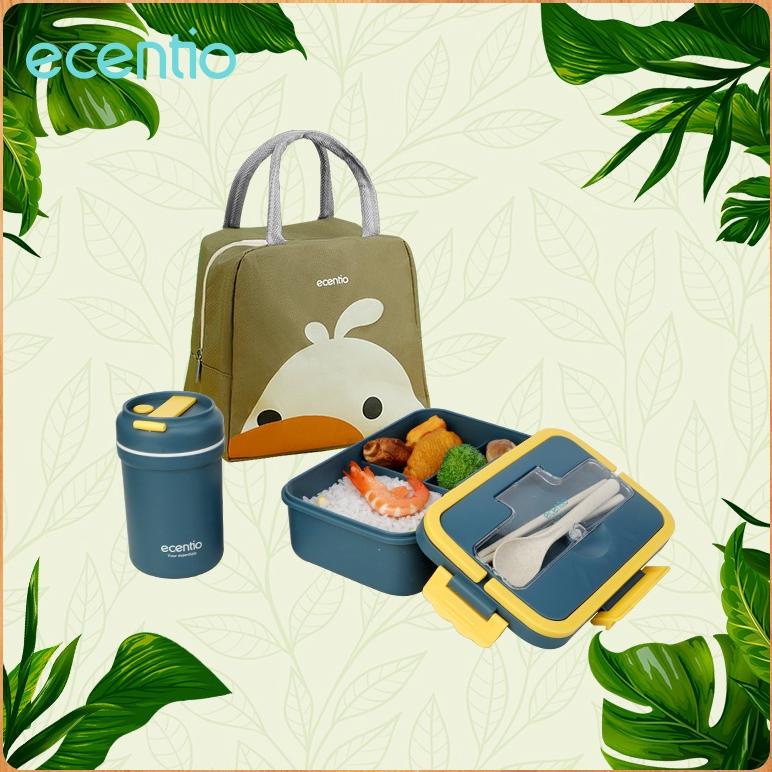 FOODI 4 GRID LUNCH BOX SET DAN TAS/KOTAK BEKAL MAKAN BOTOL MINUM FREE SENDOK TEMPAT MAKAN LUCU BAG B