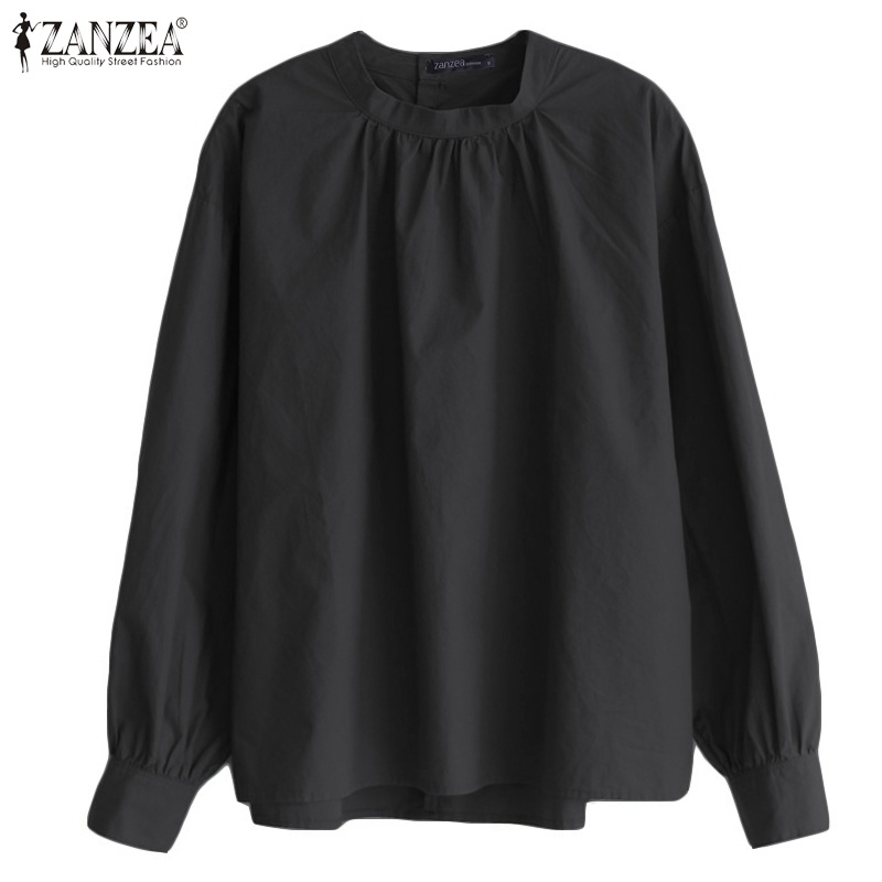 ZANZEA Women Long Sleeve Casual Loose O Neck Plus Size Blouse