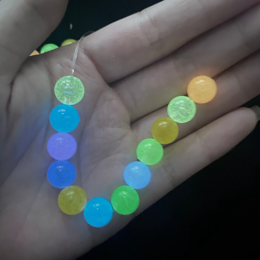 6-12mm Manik-Manik Akrilik Luminous Warna Campur Untuk Membuat Kalung / Gelang Diy