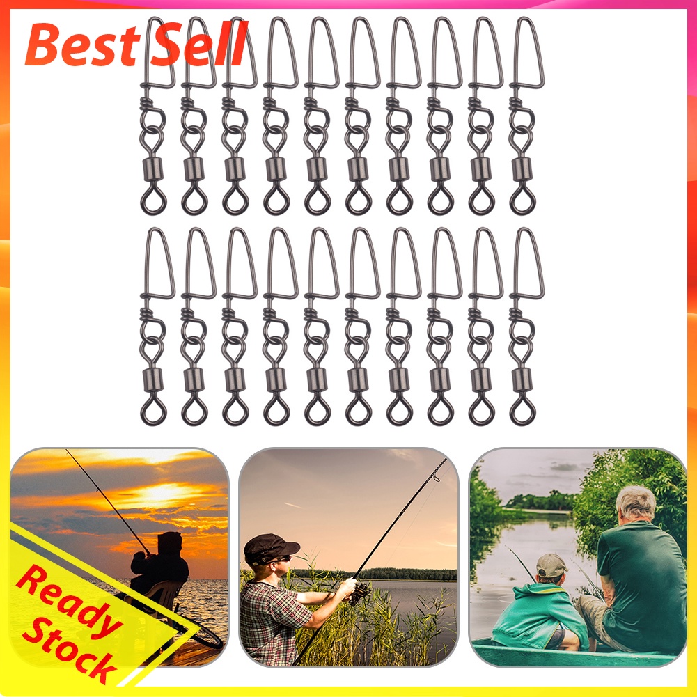 20pcs Stainless Steel Fishing Swivels Snap Ball Bearing Fishing Connector