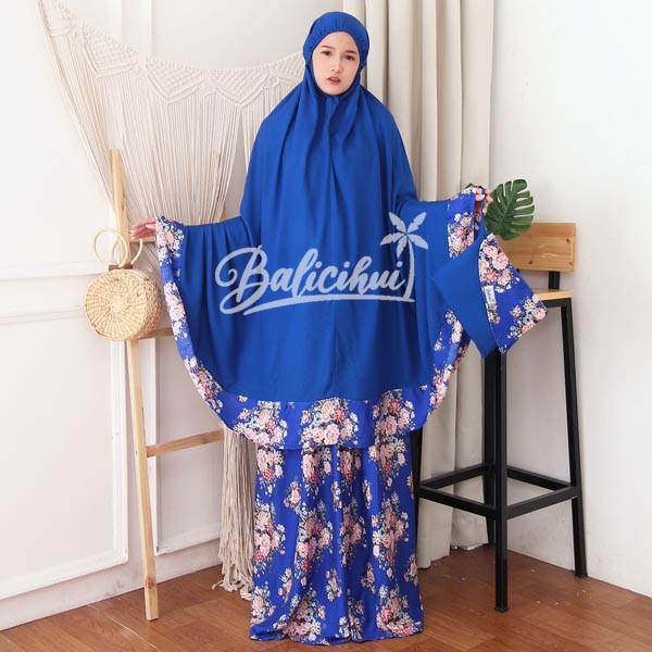 Balicihui Mukena Nadia Biru 1 Mukena Bali Jumbo Mukena Bali Dewasa Mukena Dewasa Jumbo by Balicihui