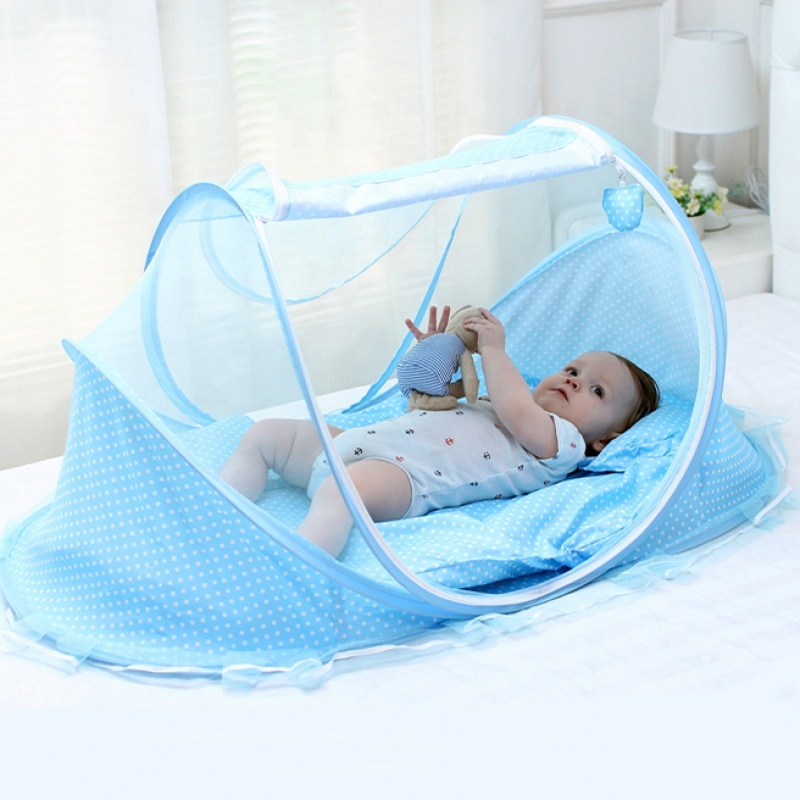 KASUR BAYI KELAMBU ANTI NYAMUK SET BANTAL Tempat Tidur Anak Jaring Lipat Portable Bayi Karakter Lucu