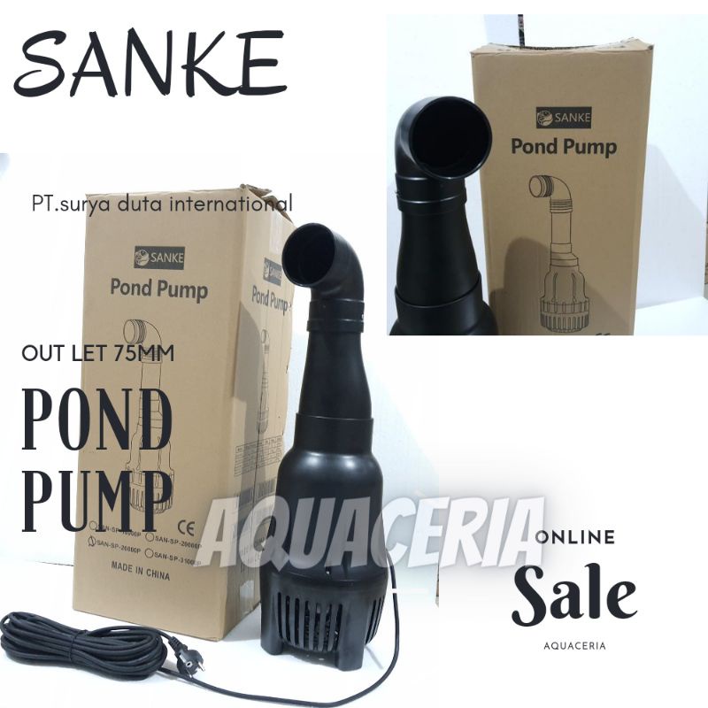 Mesin Pompa Kolam Sanke San-Sp31000 Pond Pump 85W output 31000L/H Pipa PVC 75mm