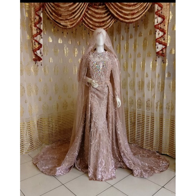 TERBARU//GAUN WEDDING MEWAH MODERN BEREKOR FULL PAYET