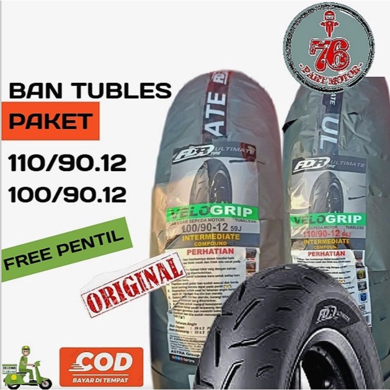 PAKET BAN TUBLES FDR VELO GRIB 100/90.12 +110/90.12 FREE PENTIL