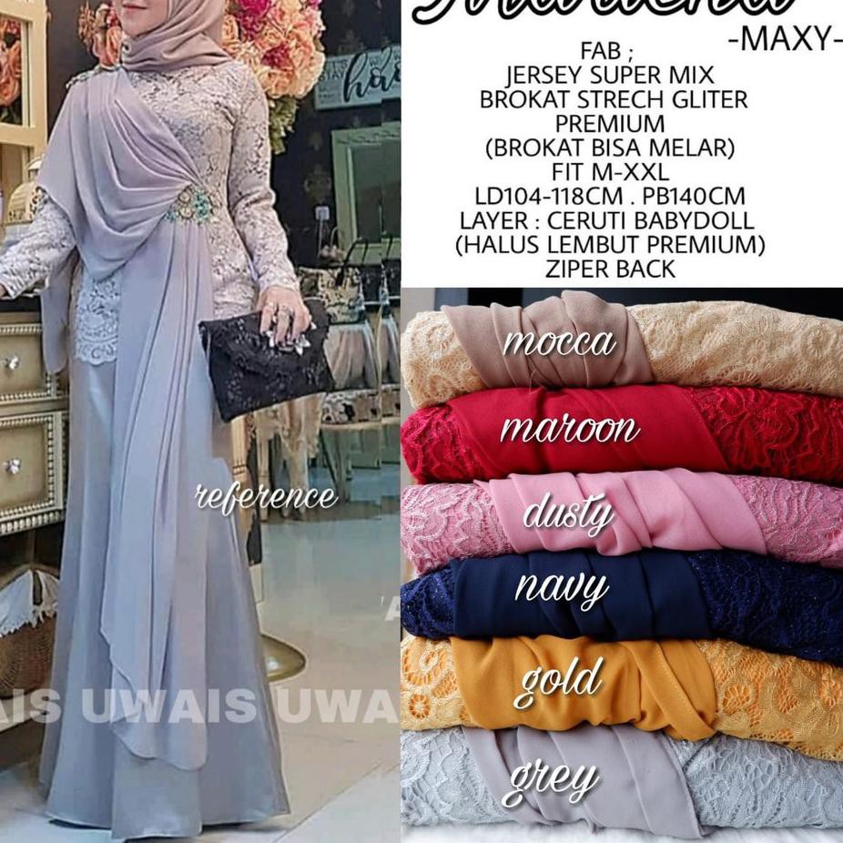 sale> Baju Gamis Terbaru Tanah Abang SET DRESS MARLENA MAXY BROKAT PREMIUM FAB JERSEY SUPER BY ORY U