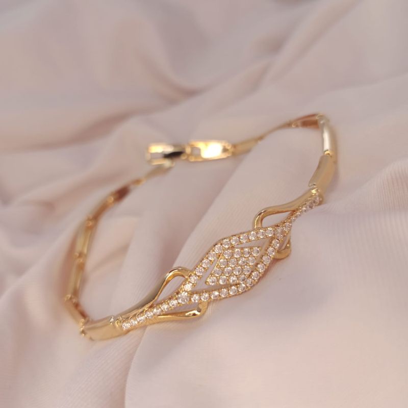 gelang rante motif wajik zirconia gelang rantai gelang rantai wanita gelang xuping gelang lapis emas
