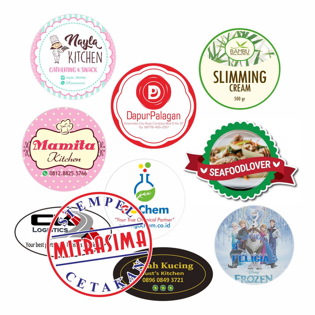 

Cetak sticker Label kemasan bentuk bulat ukuran custom