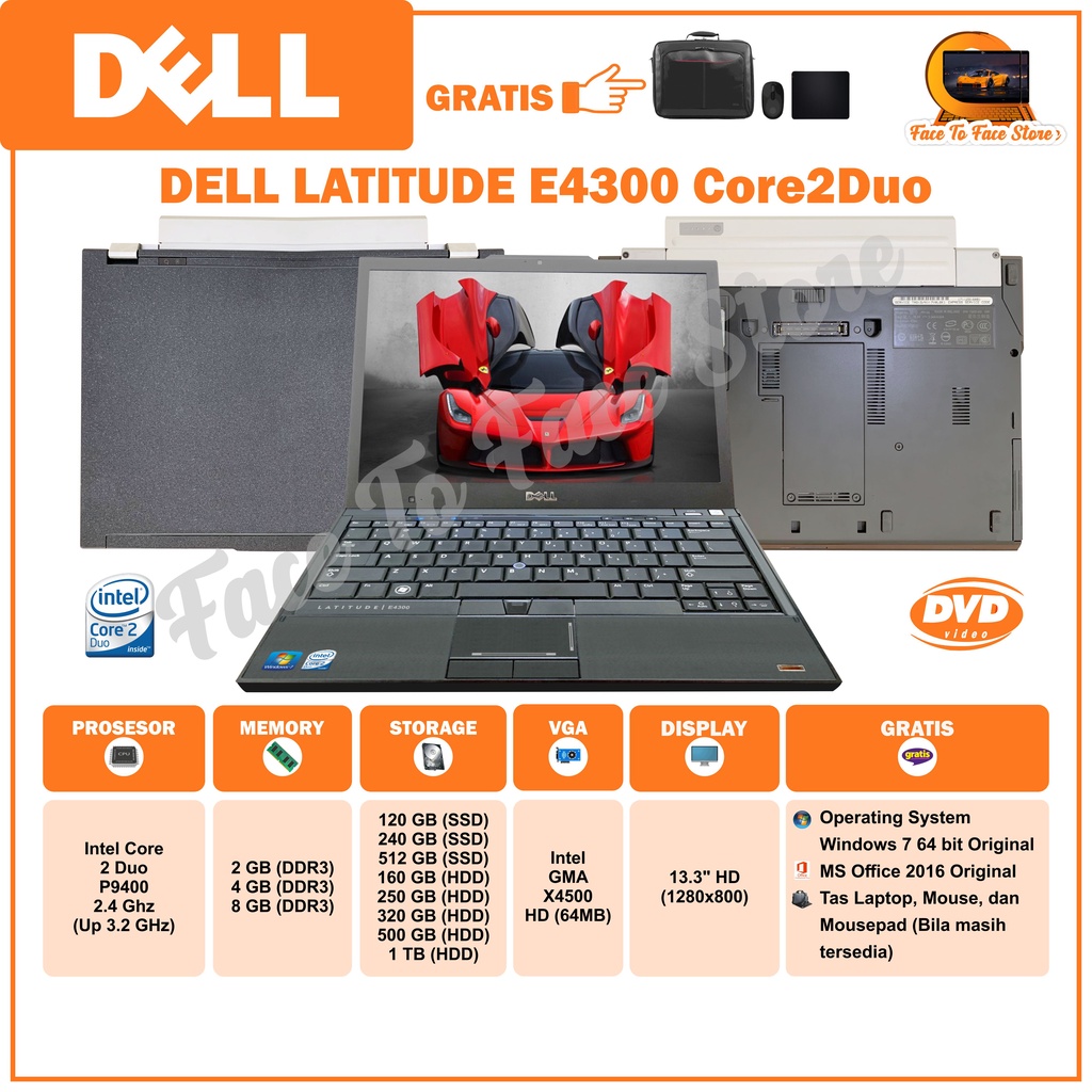 Laptop Terlaris.Dell Latitude E4300.Intel Core2Duo.Ram 2GB/4GB/8GB.HDD 160GB/250GB/320GB/500GB/1TB  