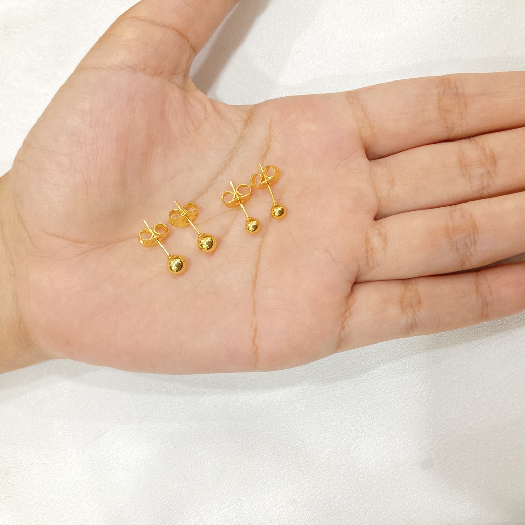 Anting Tusuk Bulat Simpel 4 mm / 5 mm Aksesoris Wanita