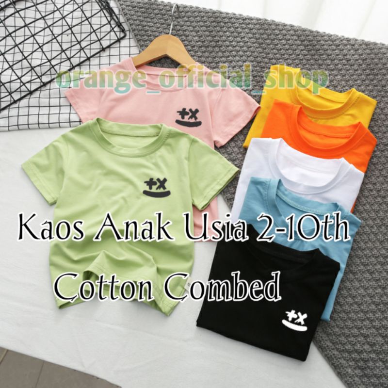 Baju Anak Cotton Combed Usia 2-10th Kaos Anak Lengan Pendek Kaos Oblong Anak