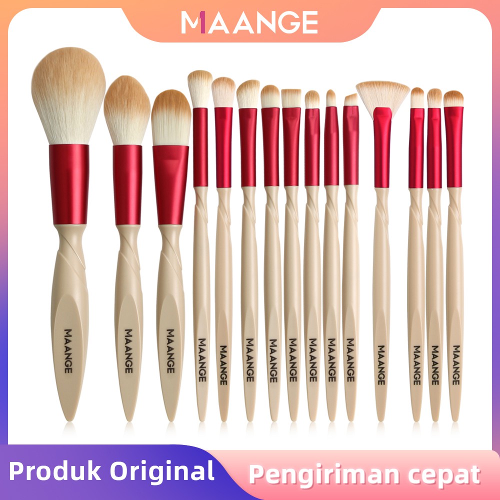 MAANGE 15 Pcs/Set Kuas Make up Profesional Eyeshadow Foundation Perona Blush Alis Bubuk Kontur 5972