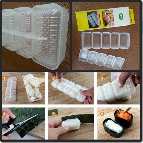 Cetakan Nasi Nigiri / Sushi / Bento Jepang 5 Slot Anti Lengket