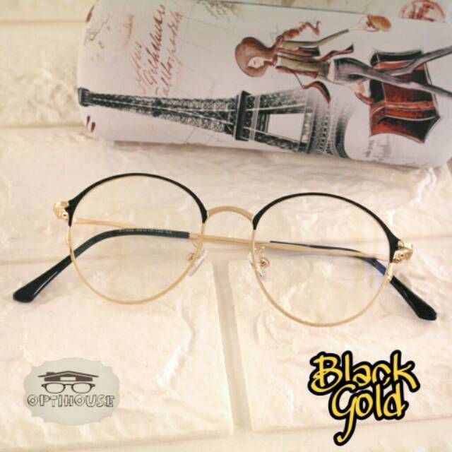 Frame kacamata bulat besi korea Olive 1302