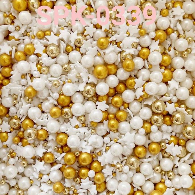 

[[COD]] SPK-0339 Sprinkles sprinkle springkel 1kg bintang mutiara putih emas BOOM SALE Kode 837