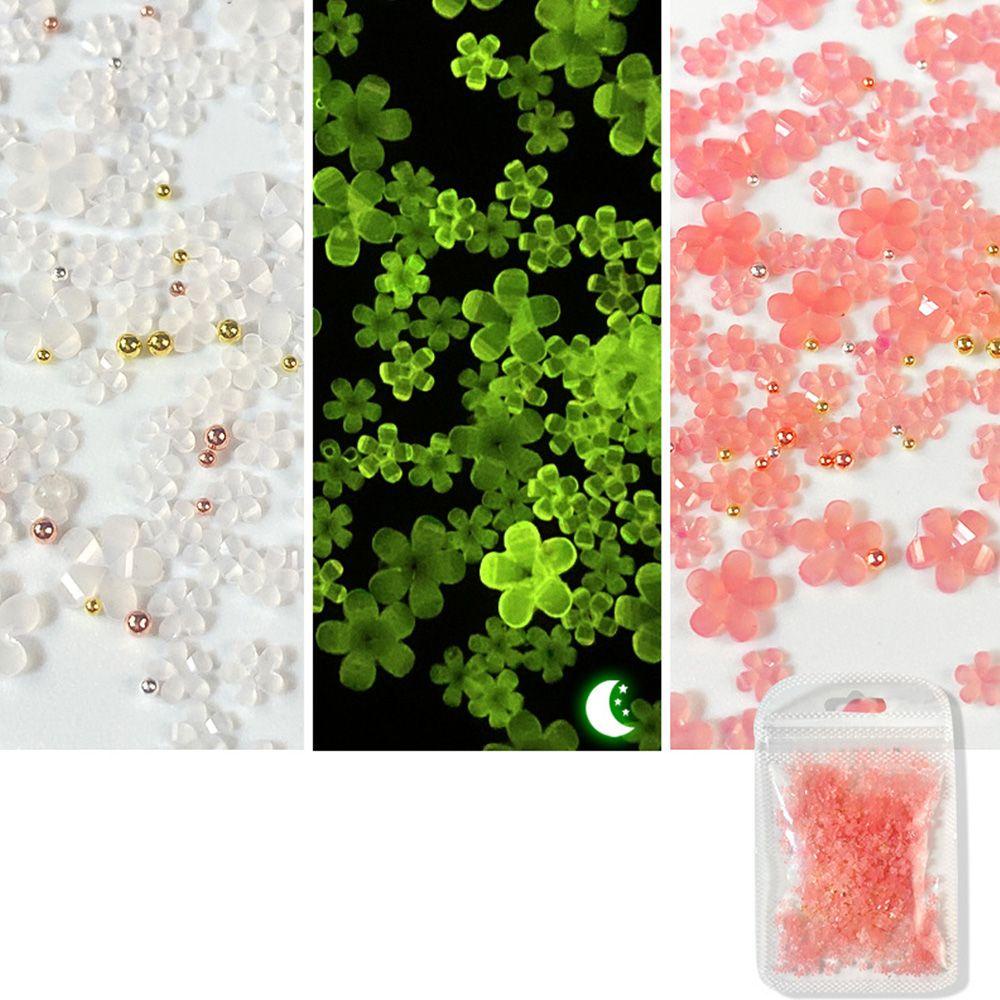 Mxbeauty Luminous Nail Drills DIY Resin 3D Pesona Kuku Sensitif UV Lima Kelopak Glow in the Dark Kristal Dekorasi Kuku