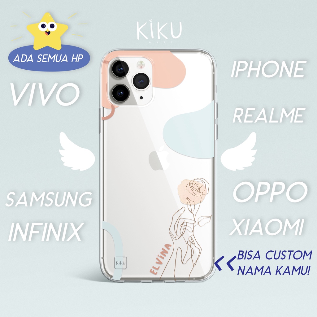 Case Aesthetic Blue Orange Flower Samsung Vivo Oppo Realme Iphone