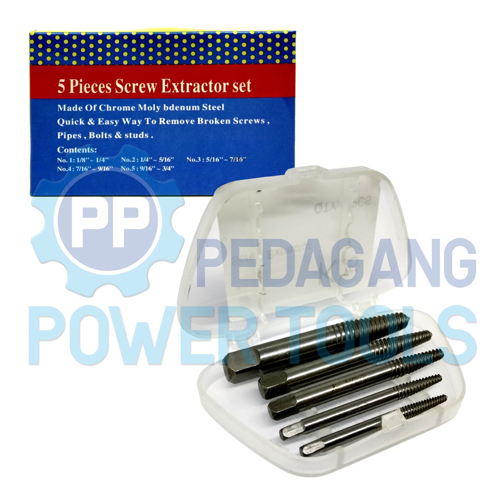 K55 HAND TAP BALIK SET 5 PCS SCREW EXTRACTOR PEMBUKA BAUT RUSAK PATAH