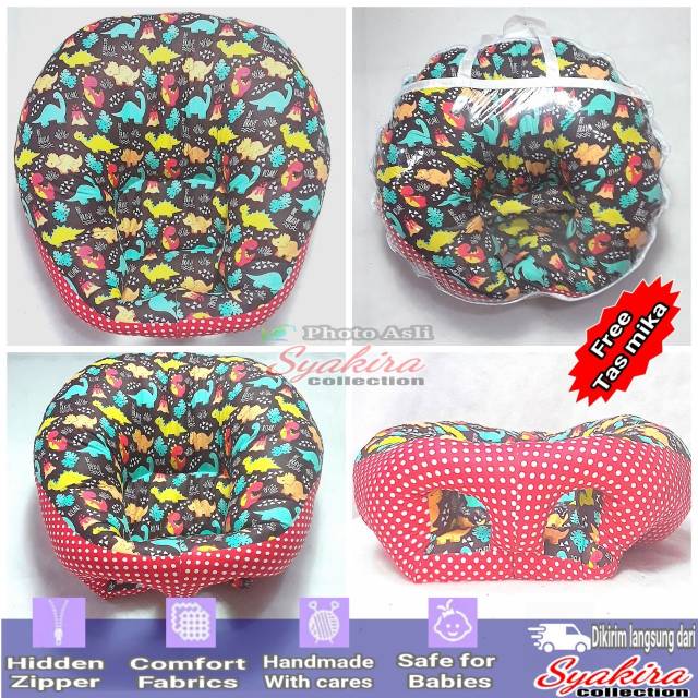 Bantal Duduk Bayi untuk Bayi belajar Duduk motif dino biru
