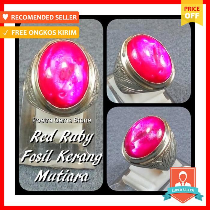 BATU CINCIN FOSIL KERANG MUTIARA RED RUBY
