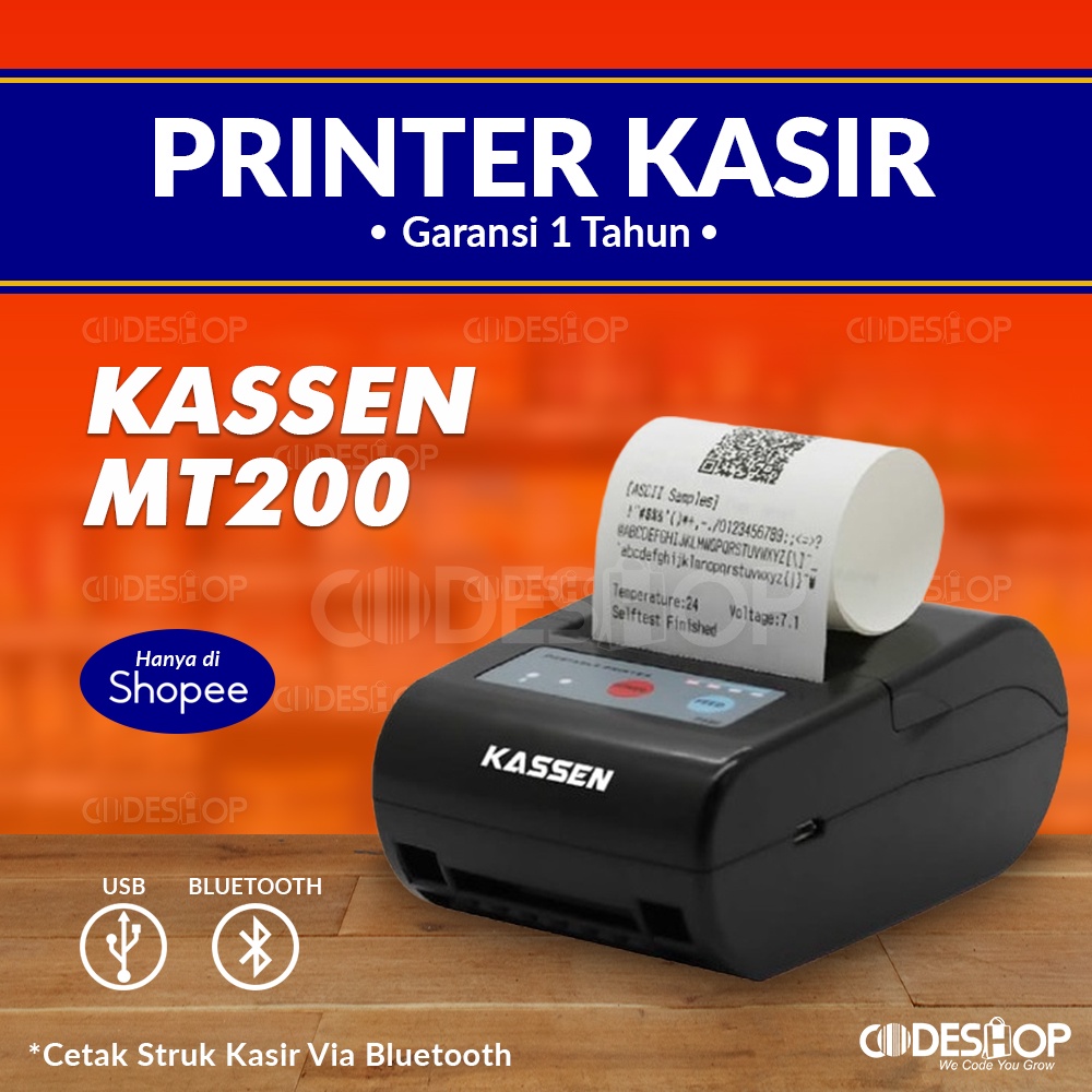 Printer Bluetooth Thermal Kassen MT 200 Cetak Struk 58 mm MT200