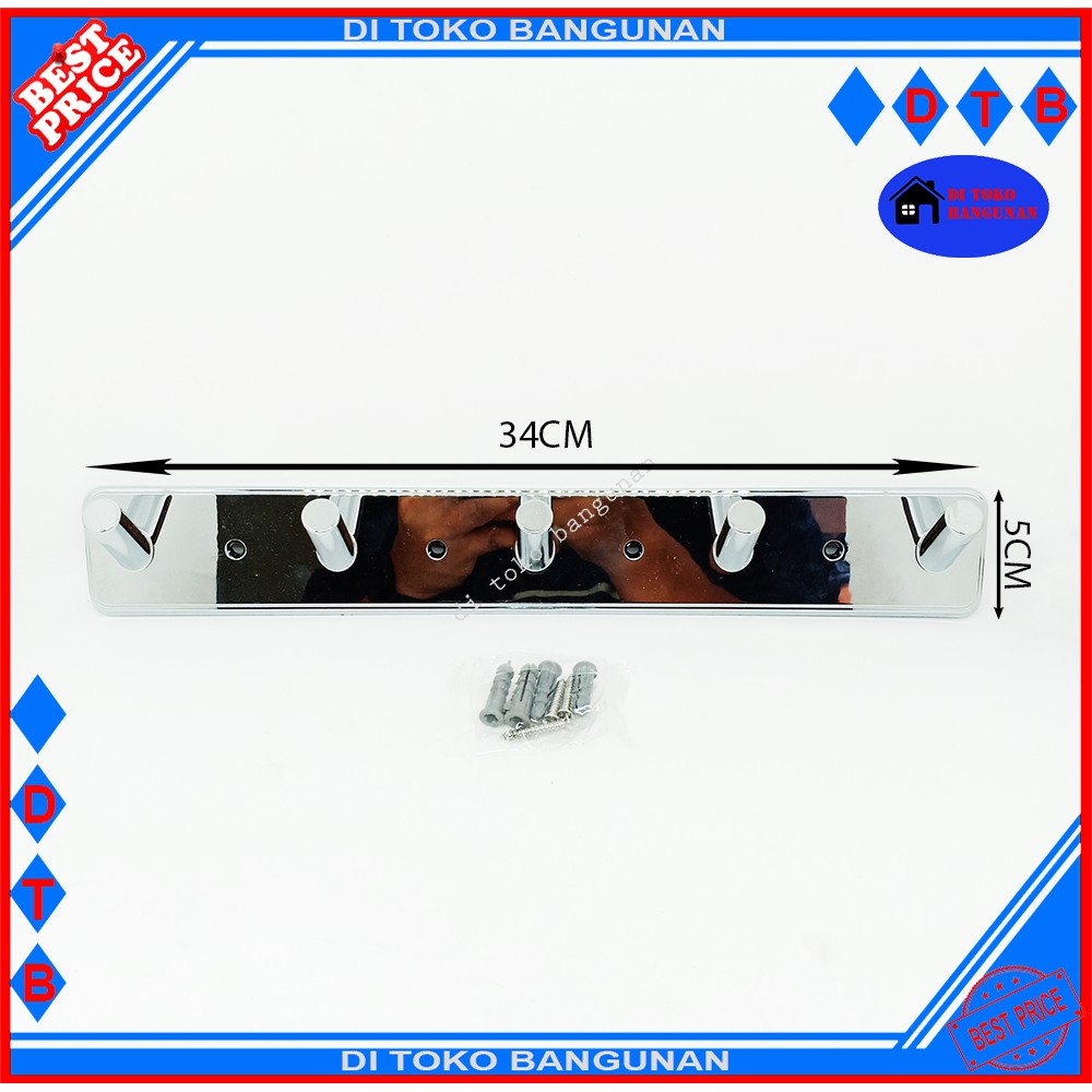 Gantungan Baju - Hanger  Baju 5 Kait - gantungan Kamar Mandi Pvc Soligen