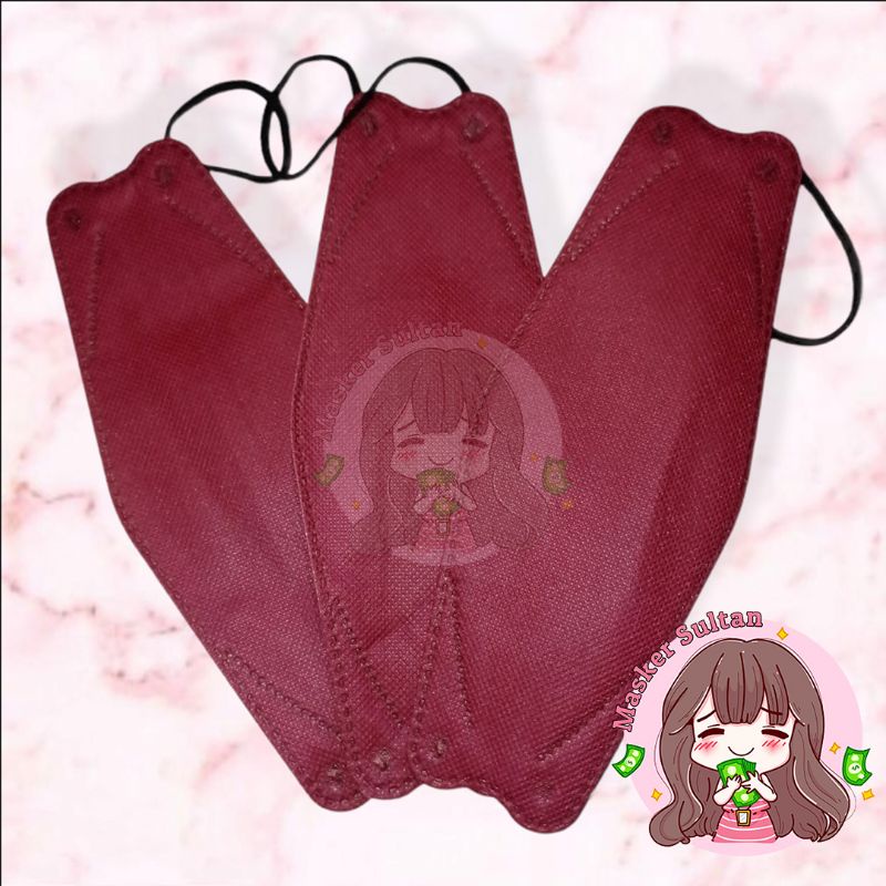 MS - Masker Mouson KF94 Red Merah Maroon 4ply Ecer