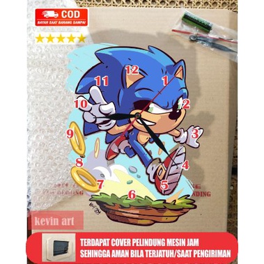 JAM DINDING KARAKTER SONIC UNIK BESAR KAYU VINTAGE SOUVENIR JAM CAFE Kevinart MINIMALIS MODERN MEWAH KEREN KOLEKSI ANIME