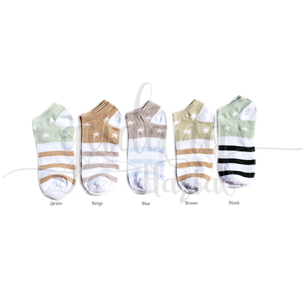 Kaos Kaki Pendek Wanita Stripped Star SockS Garis Bintang GH 103609