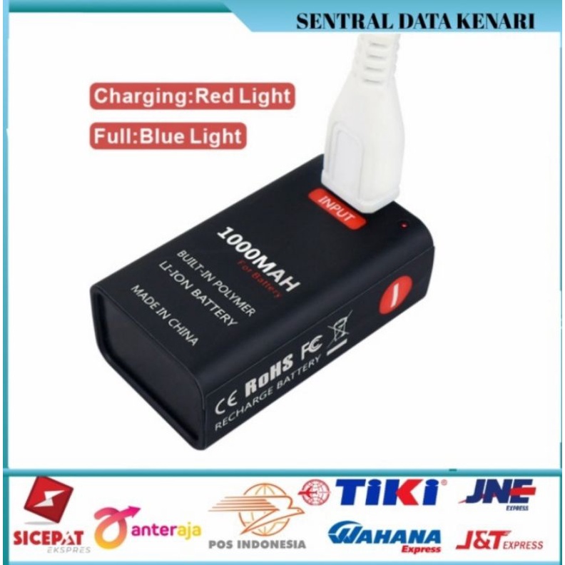 Battery kotak 9v 1000mah rechargeable USB isi ulang