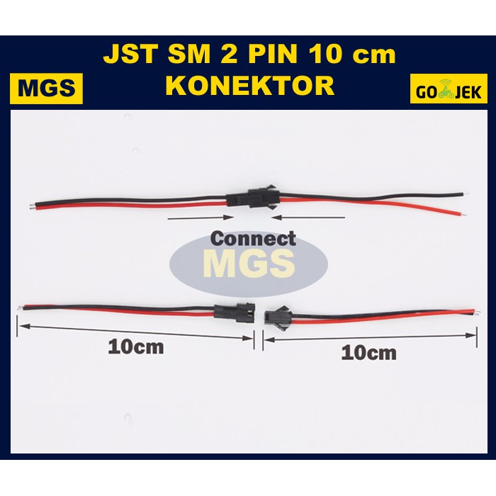 10Set Kabel JST 2 Pin 10cm Socket Konektor