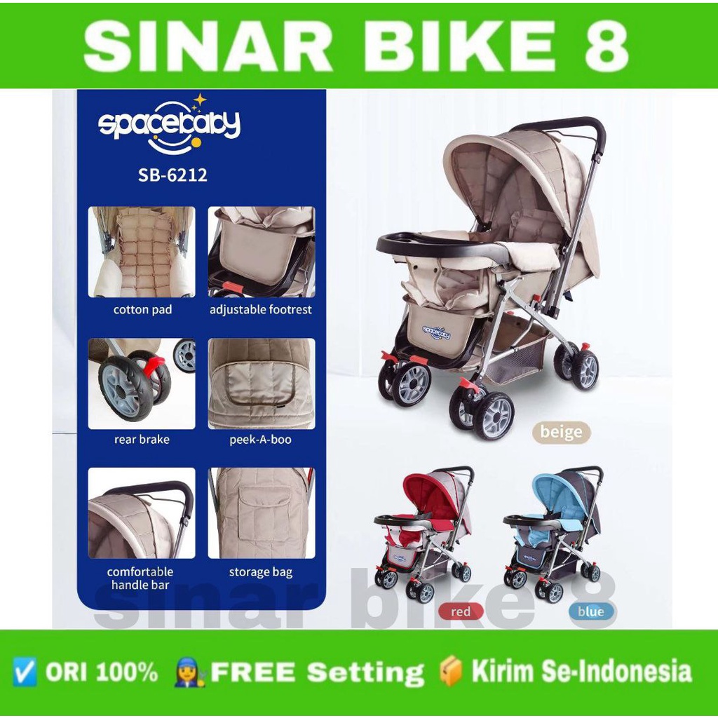 Baby Stroller Kereta Dorong Bayi SPACEBABY SB 6202//SB 6212//SB-6055//6055A Reversible Stir