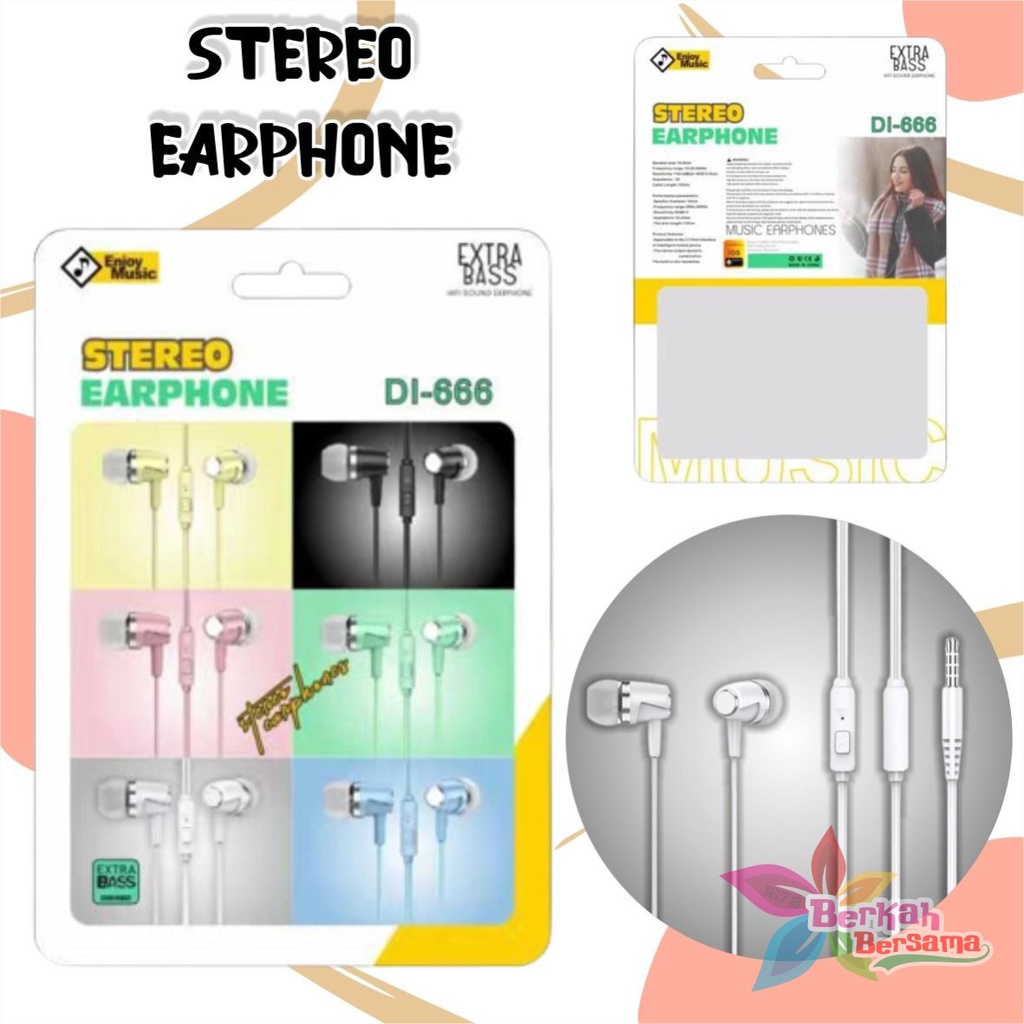 Earphone Headset Hf headsfree macaron piston super BASS DI666 for oppo Samsung vivo xiaomi Infinix realme BB6660