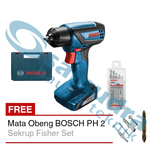 Mesin Bor Baterai BOSCH GSR 1000 + Mata Bor Besi BOSCH + Mata Obeng