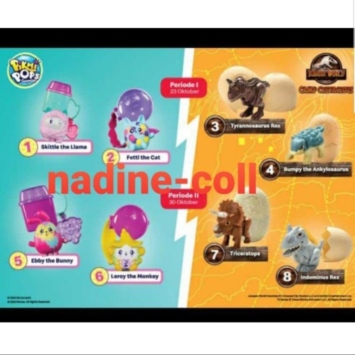 [RESTOCK] Happy Meal Mcd Mcdonalds Pikmi Pops Jurassic World satuan - no 4