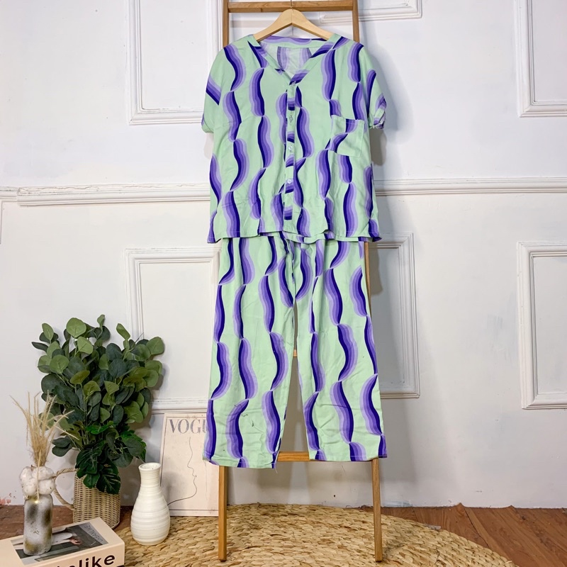 PIYAMA VNECK / PIYAMA KANCING HITS PIYAMA KANCING BUSUI / PIYAMA RAYON / HOMEWEAR-NC 19