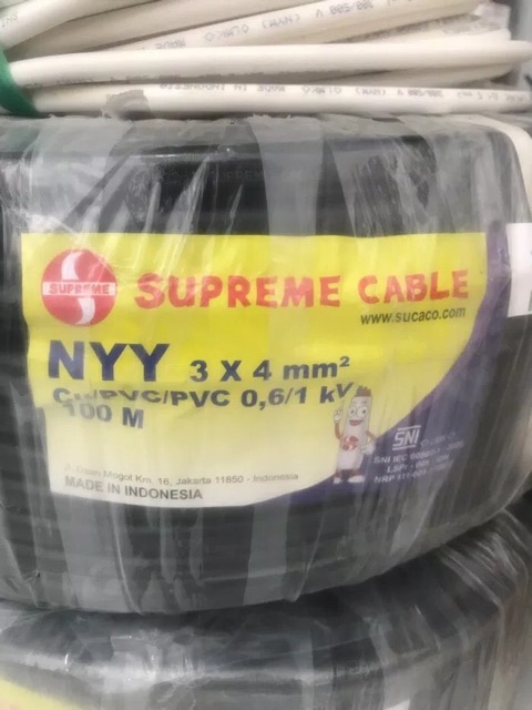 Kabel nyy 3x4 merk supreme hitam per meter