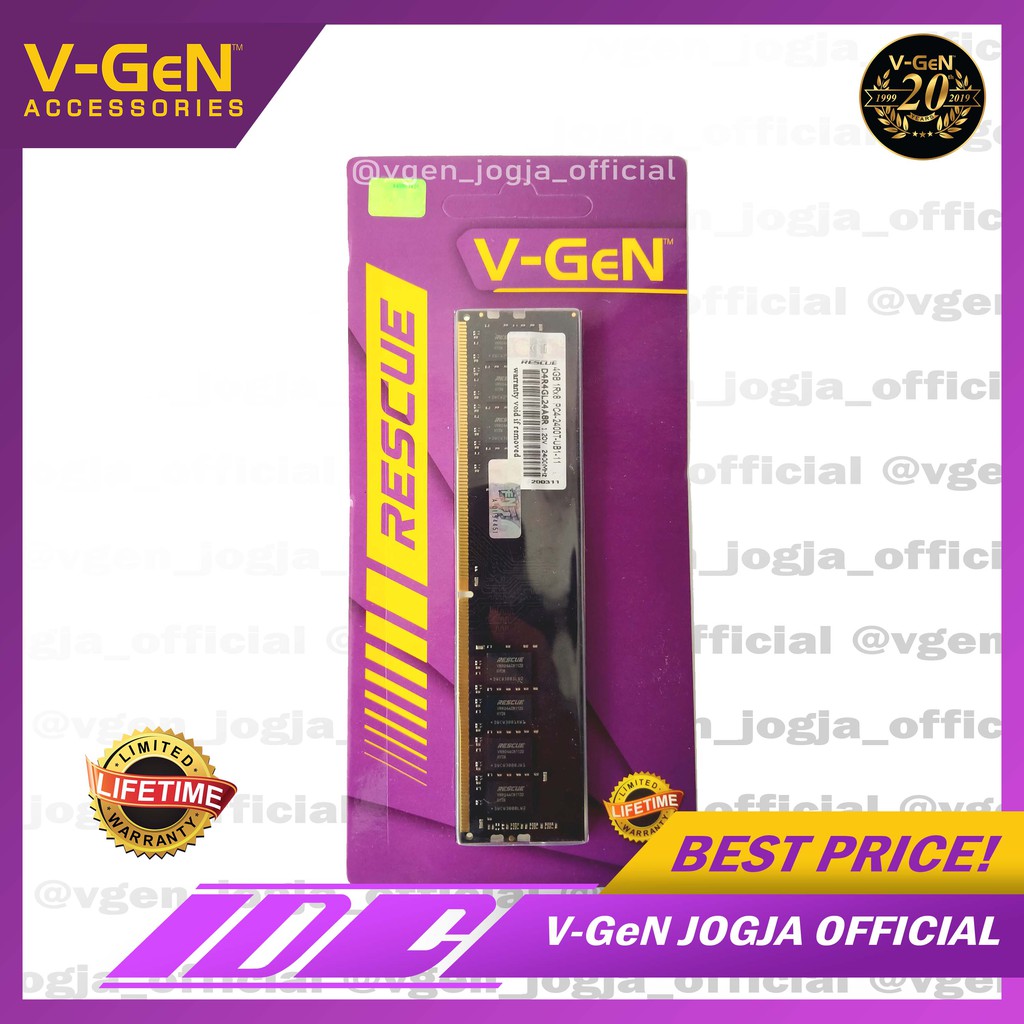 RAM V-GeN RESCUE LONG-DIMM DDR4 PC 19200 4GB - 16 GB GARANSI RESMI