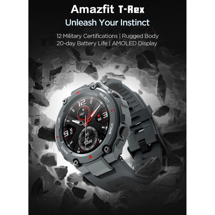 *wearable* Amazfit T-REX Smartwatch GPS Military STD Smart watch Xiaomi T Rex - Hitam
