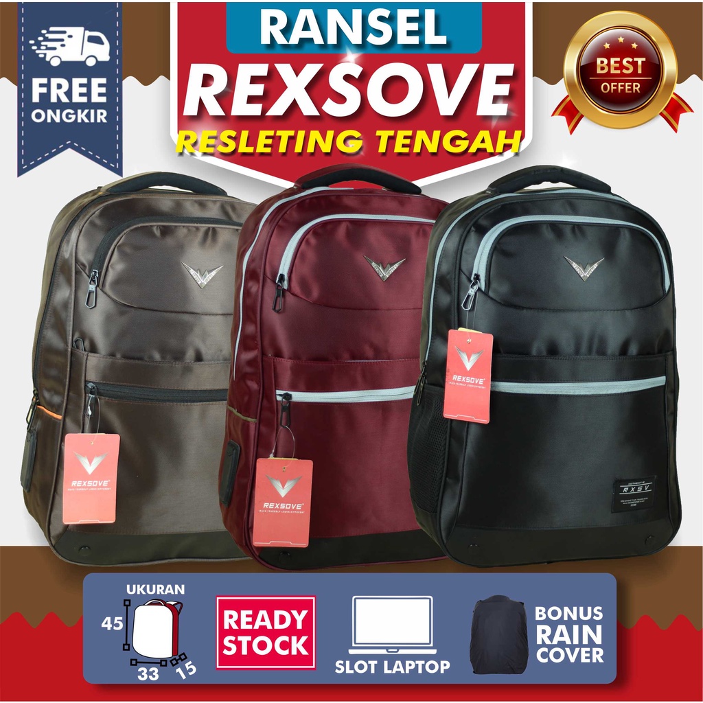 PROMO DISKON OBRAL TAS RANSEL PRIA REXSOVE BACKPACK MURAH SEKOLAH SD SMP SMA KULIAH KERJA LAPTOP