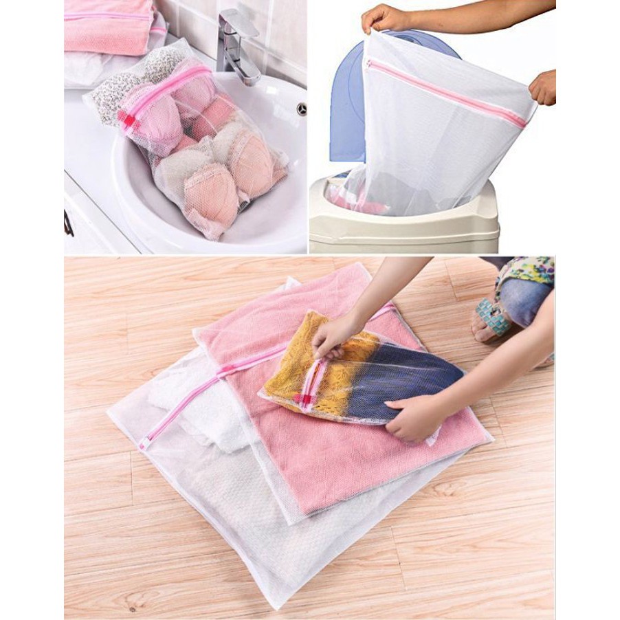 LAUNDRY BAG RESLETING/ KANTONG JARING TAS KERANJANG BAJU KOTOR / TAS LAUNDRY DENGAN SLETING