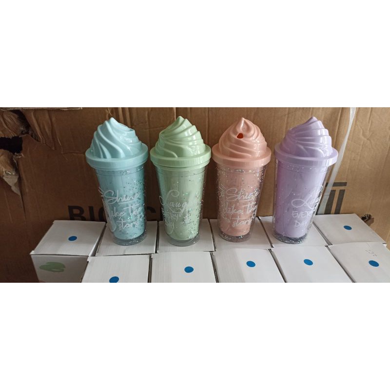 botol minum eskrim glitter tumbler glitter soft