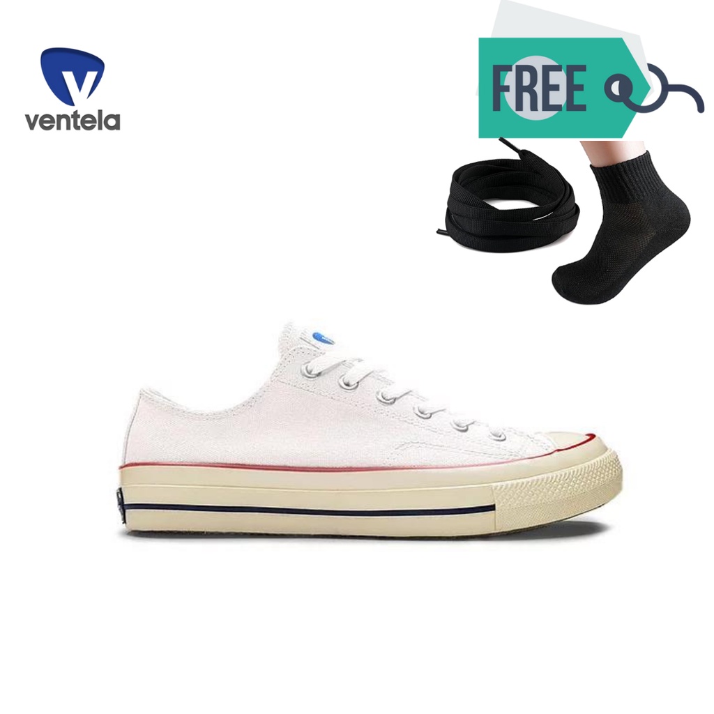 Sepatu Pria Wanita Ventela 70s All White Vantela Bts Putih Cewek Cowok Bahan Kanvas Original 100%