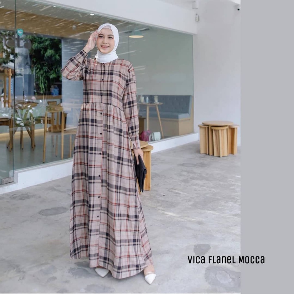 GAMIS MAXI DRESS RAYON PREMIUM LD 100 - 110 HOMEYDRESS BUSUI BAJU GAMIS SERAGAM MOTIF TERBARU V.2-VICA MOCCA DRESS