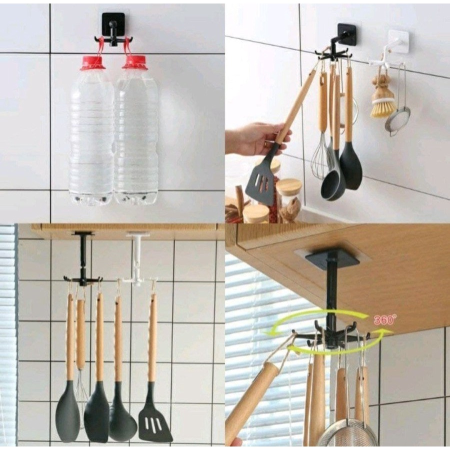 Sgmshop KRH6 Kitchen Rak Hook Putar Tempat Sutil Gantungan Kunci Serbaguna